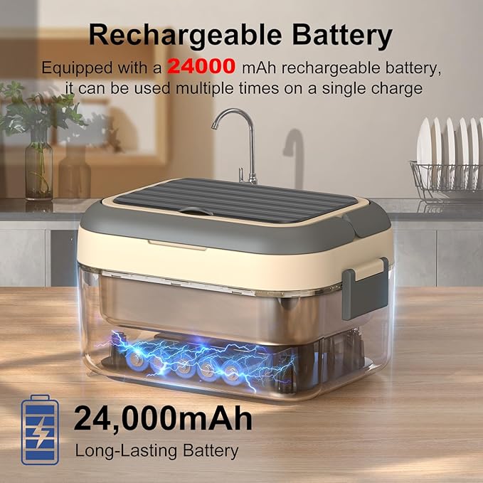 EDCREATY Cordless Electric Heated Lunch Box, 1.5L 6.3Cups 24000mAh Rechargeable Battery Self-Heating Lunch Box, Smart Timer, Even Heating, 100W Portable Food Warmer for Office, Picnic, Car, Outdoor
