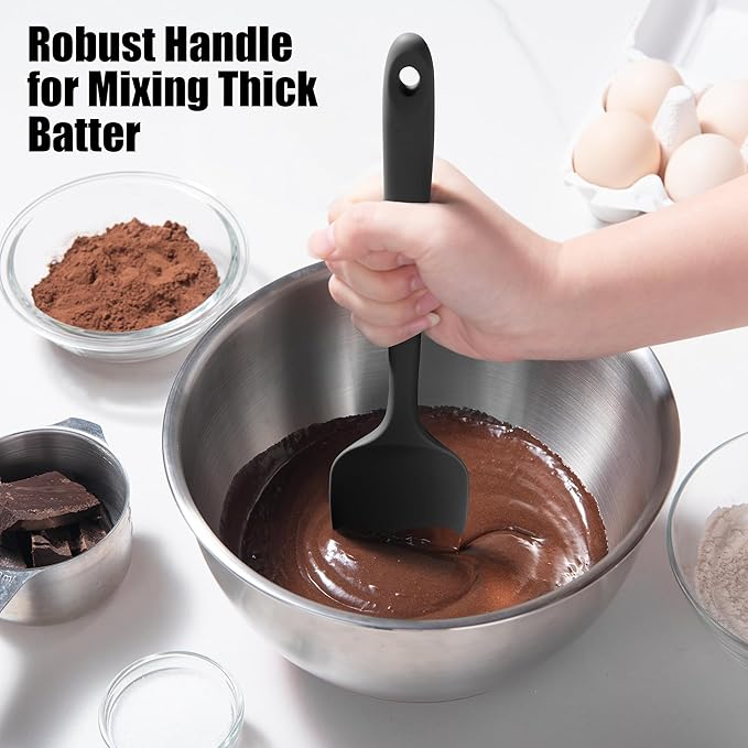 Heat Resistant Silicone Spoon Spatula, Doosu 600째F High Temp Flexible Cooking Spoons Kitchen Rubber Spoonula Scratch-Proof for Mixing Stirring Scraping Serving Non-Stick Cookware (11.4in, Black)