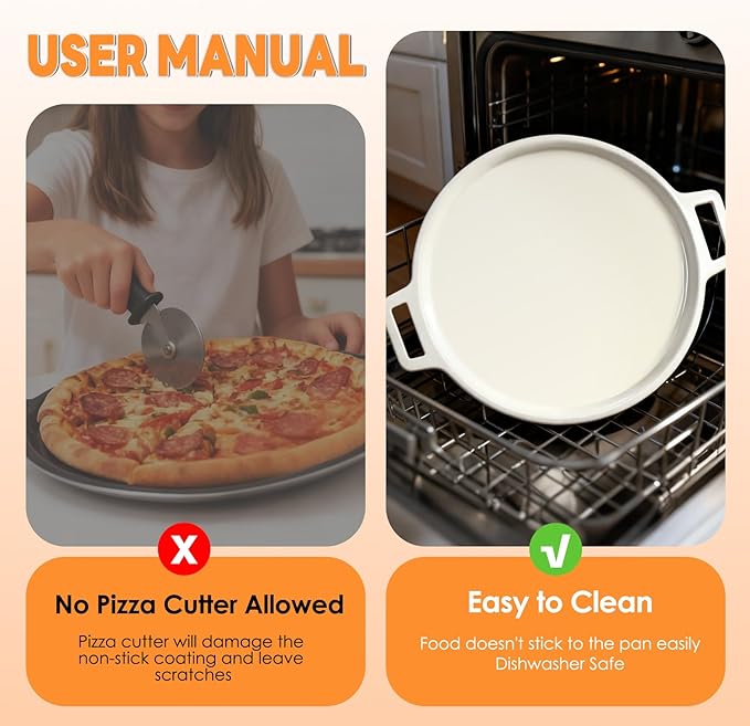 Ceramic Nonstick Pizza Pan, 3-Layer Hybrid Pizza Steel with Aluminum Core, Better Thermal Conductivity than Stone, Food-grade Non-stick Oven Baking Pan, PTFE & PFAS Free, Safe Up to 500째F