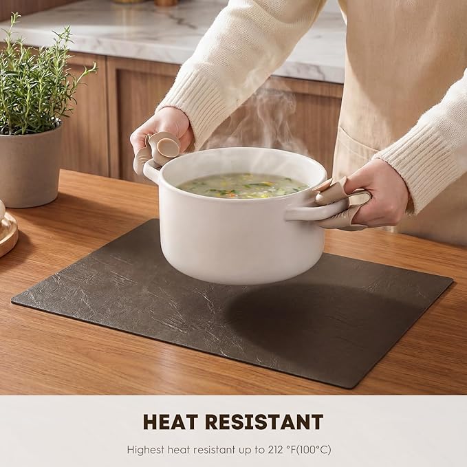 Artoid Mode Coffee Faux Leather Placemats Set of 6, 12x18 Inch Waterproof Wipeable Heat Resistant Place Mats, Reversible Table Mats for Kitchen Dining Decor