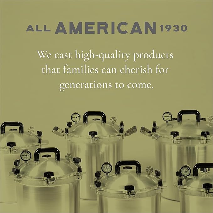 All American 1930: 15.5qt Pressure Cooker/Canner (The 915) - Exclusive Metal-to-Metal Sealing System - Easy to Open & Close - Suitable for Gas, Electric, or Flat Top Stoves - Made in the USA