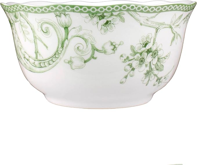 222 Fifth Adelaide Moss 16-Piece Porcelain Dinnerware Set ??Service for 4, Plates, Bowls & Mugs, Hand-Applied Decal, Microwave & Dishwasher Safe, for Everyday Dining & Entertainment