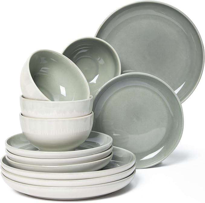 Dinnerware Sets Service for 12, Gradient Green