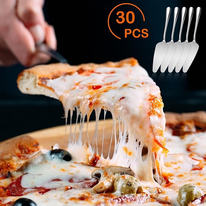 Baderke 30 Pcs Pie Server Pizza Server Spatula Stainless Steel Cake Pie Pastry Professional Utensil for Pizza Dessert Cheese Cutting, 9 Inches, Silver
