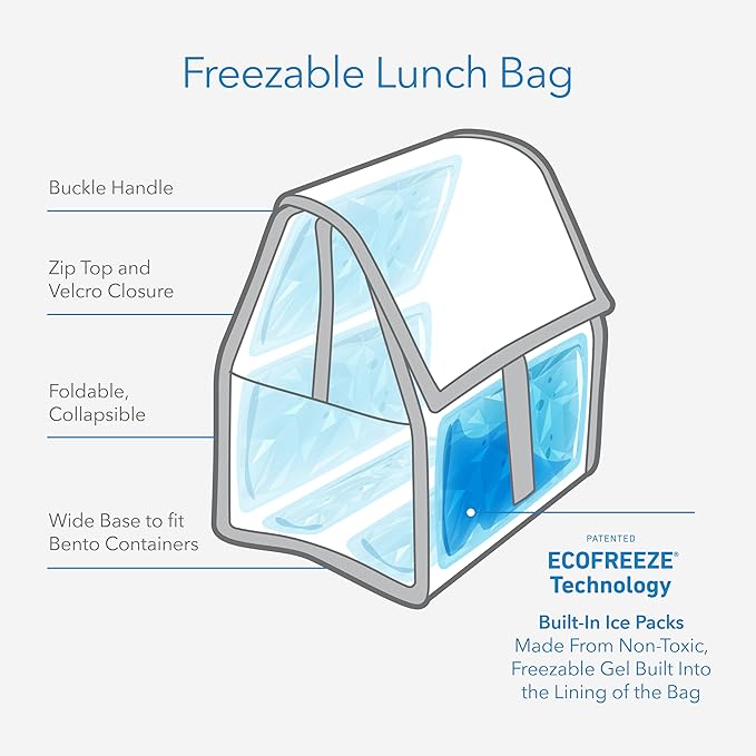 PackIt짰 Freezable Lunch Bag, Sage, Built with ECOFREEZE짰 Technology, Foldable, Reusable, Zip and Fold Closure with Buckle Handle, Designed for Work Lunches and Fresh Lunch On the Go