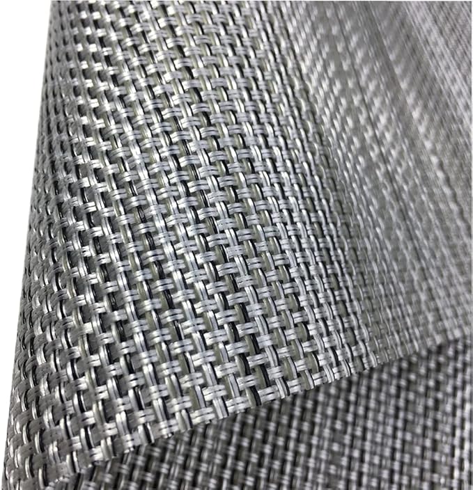 WAZAIGUR Placemats,Easy to Clean Crisscross Woven Vinyl Place Mats Durable Non-Slip Heat Resistant Table Mats,Placemats for Kitchen Table Set of 6,Silver and Black