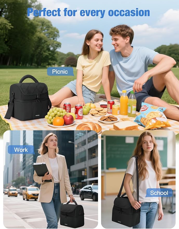 Vuudh Insulated Lunch Bags for Women, Quilted Lunch Box, Lightweight Puffy Padded Waterproof Lunch Tote, Reusable Lunch Cooler bag for Work Picnic Travel