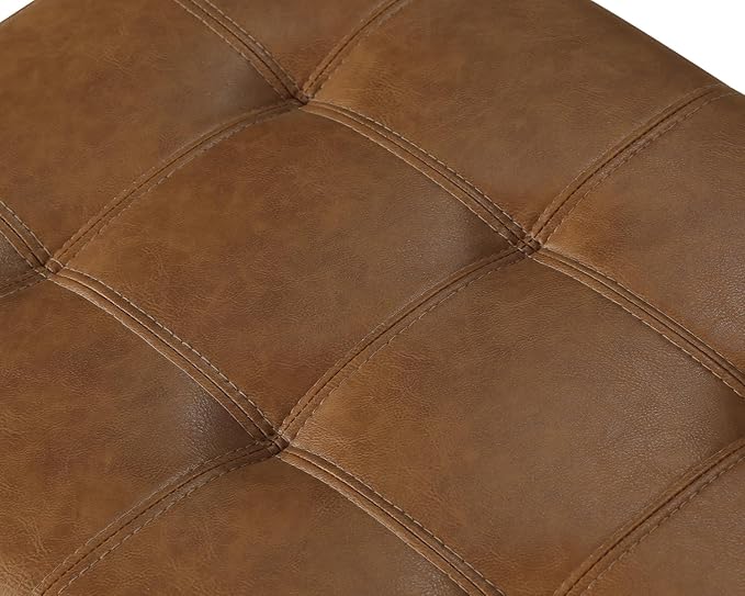 DECO DE VILLE Ottoman with Storage, 51 Inch Large Ottomans Storage Bench,Faux Leather Upholstered End of Bed Bench with Hinged Lid, Long Foot Rest Stool for Living Room Bedroom, Vintage Golden Brown
