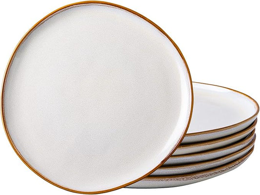 AmorArc Ceramic Plates Set of 6, 8.5 Inch Handmade Reactive Glaze Stoneware Plates set for Dessert, Salad, Appetizer, Small Dinner Plates, Microwave & Dishwasher Safe, Scratch Resistant