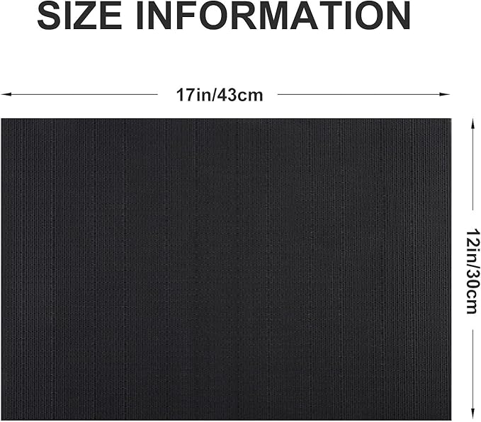 LANDVIEW Vinyl Placemats Set of 4, PVC Woven Washable Non-Slip Table Mats, Heat Resistant Wrinkle Free Place Mats for Dining Table, Easy to Clean (4, Black)