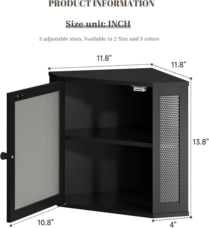 Corner Bread Box Kitchen Countertop Extra Large Capacity Farmhouse Bread Box, Corner Countertop Storage, Double Layer Bread Holder (Black, Large)