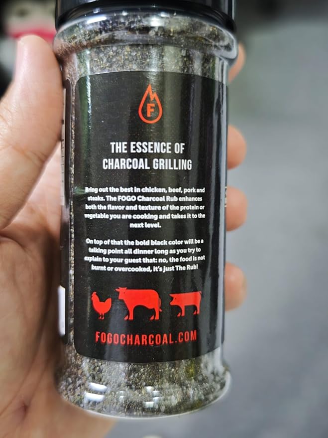 FOGO The Rub, Charcoal Seasoning for Meat, Perfect for Grilling and Smoking BBQ, 5.5 Ounce Shaker Bottle