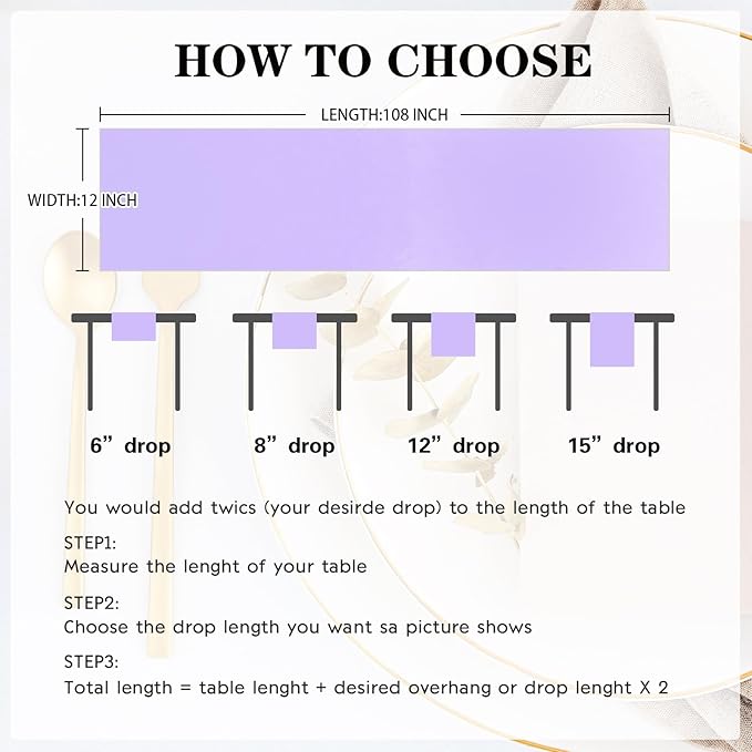 Yblut 10 Pack Satin Table Runner 12 x 108 Inch Long Lavender Silk Table Runner for Wedding Party Banquet Birthday Decoration