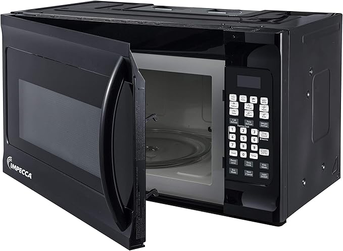 Impecca OM-1600K 1.6 cu. ft. Over-the-Range 30??Microwave Oven 1000 Watts, with Surface Light, 2 Speed Vent System, Touch-pad Controls, Digital Clock, Timer, LED Display and Child Lock, Black