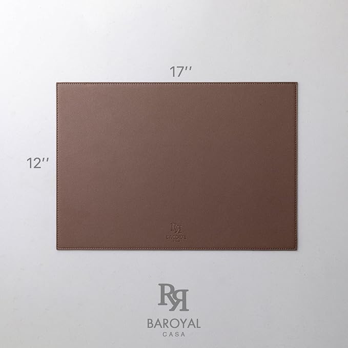 Baroyal Faux Leather Placemats Set of 4 Vinyl Washable Wipeable Table Mats for Kitchen Dining Table Heat Resistant Waterproof Modern Indoor/Outdoor Placemats Non-Slip Easy Clean Place Mats (Chocolat)