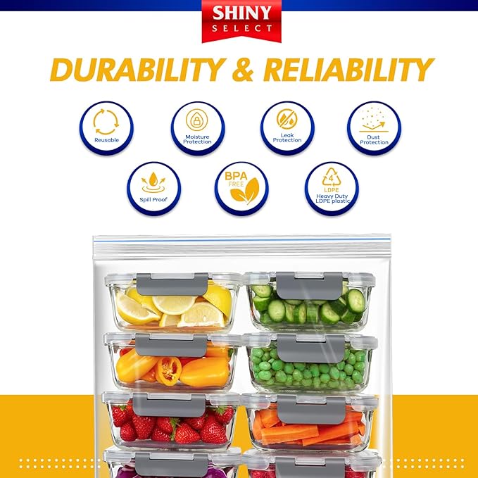 5 Gallon X-Large Storage Bags, 18?쓝24?? 100 Count ??Big Clear Plastic Bag, Resealable Zip & Lock Top for Freezer, Food, Towels, Toiletries, Camping Gears, Seasonal Clothing, Pantry Items