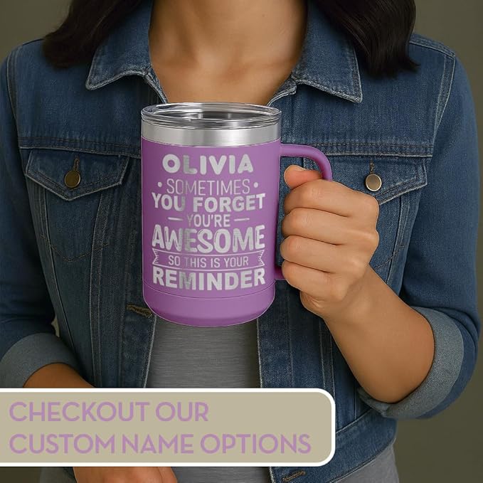 Spotted Dog Company Inspirational Travel Coffee Mug, Inspirational Gifts for Men Dad Father Wife Sister Women, Birthday For Him Her, You?셱e Awesome Tumbler, Teacher Coworker Gifts 15oz Light Purple