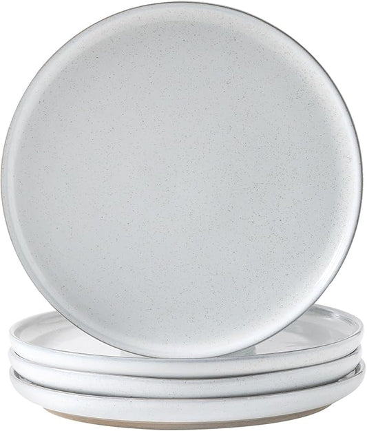 Ceramic Dinner Plates Set of 4,Stoneware 10 Inch,Microwave,Dishwasher and Oven Safe,Porcelain Dessert Plates for Pasta,Salad and Steak,Dishes Set for Kitchen,Scratch Resistant,White