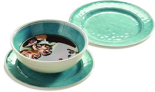 Carlisle FoodService Products Mingle Resuable Plastic Bowl Small Bowl with Pottery Style for Home and Restaurant, Melamine, 17 Ounces, Aqua