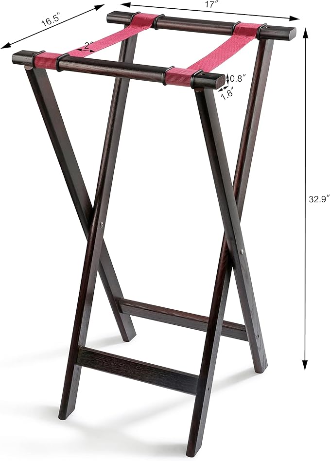 New Star Foodservice 20021 Mahogany Finish Solid Birchwood Tray Stand, 31-Inch, Brown