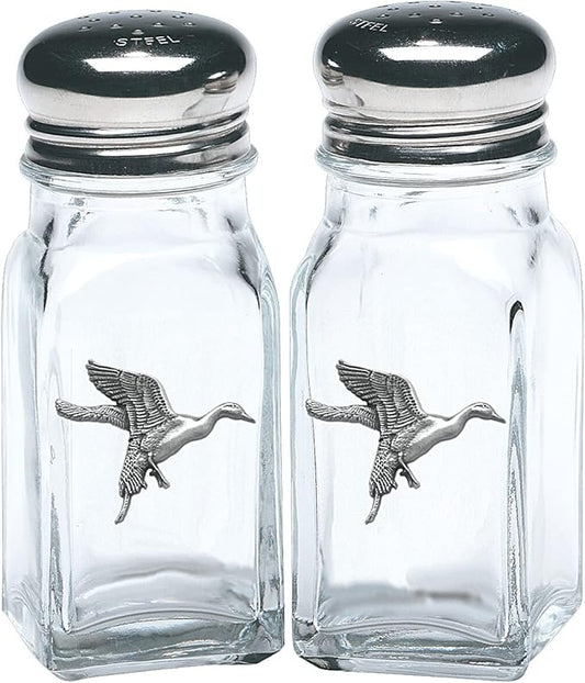 Heritage Pewter Pintail Duck Salt and Pepper Shaker Set of 2 Bottles | Expertly Crafted Pewter Glass