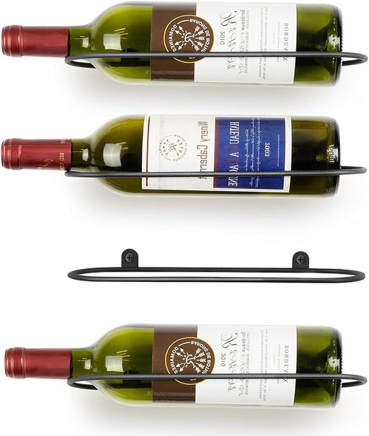 Wall Mounted Wine Rack: Metal Wall Mount Wine Bottle Holder - for Wine Cellar Home Kitchen Bar Decor - 4Pcs