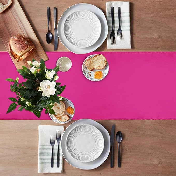 JEVIX 20 Pack Satin Table Runner 12 X 108 Inch Silk Table Runner for Party,Wedding, Birthday, Banquets,Decoration(Fuchsia)