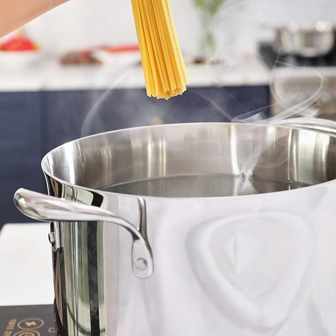 KEAWELL K3 Premium 8-Quart Tri-Ply Stainless Steel Stockpot with Lid, Induction & Oven Safe up to 600째F, Even Heating, Professional Cookware for All Stovetops (8-Qt)