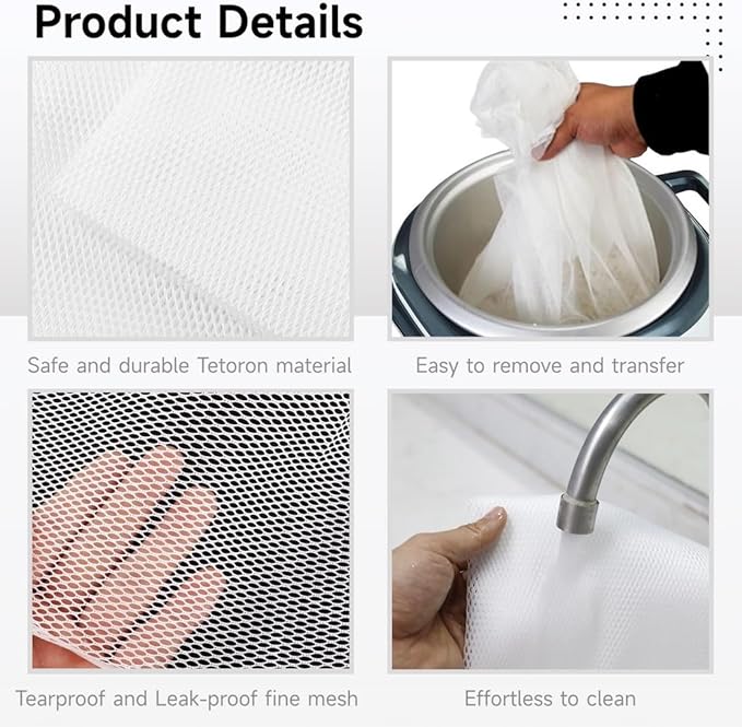 4 Pcs Rice Net, Sushi Rice Cooking Net, 43.3"×39.4" Fine Mesh Rice Cooker Napkins, Reusable Tetoron Rice Nets