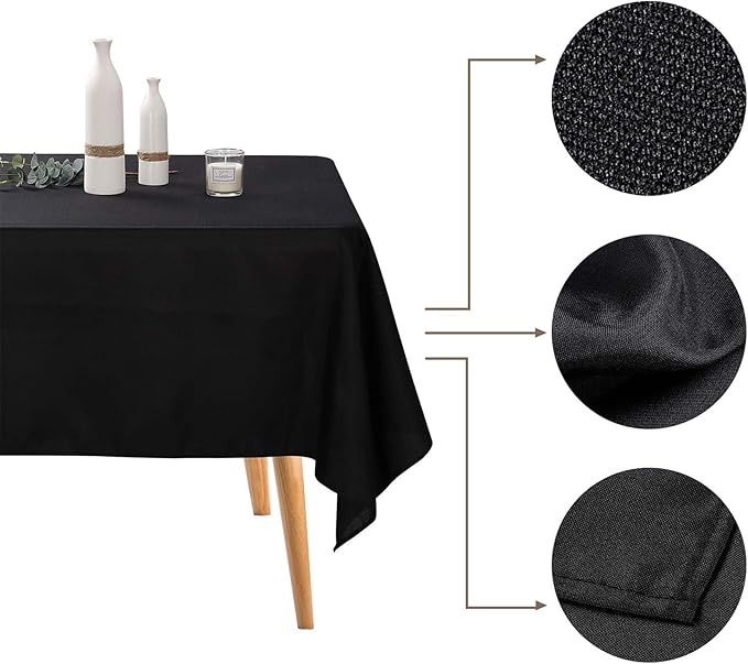 6 Pack Black Tablecloth 60 x 102 Inch Table Cloth for 6 Foot Rectangle Tables, Wrinkle Resistant Washable Polyester Fabric Table Covers for Party, Wedding,Dining,and Banquet