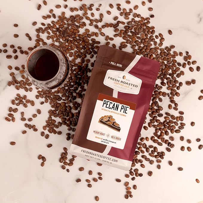 Fresh Roasted Coffee, Pecan Pie Flavored Coffee, 12 oz, Medium Roast, Kosher, Ground