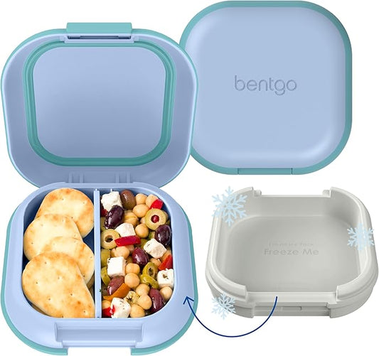 Bentgo Chill Mini Leak-Proof Lunch Box ??Built-In Ice Pack Keeps Food Cold, 2.7-Cup Capacity for Snacks or a Sandwich, 3 or 4 Compartments, PFAS & BPA-Free, Ideal for Adults & Kids 3+ (Tide Blues)