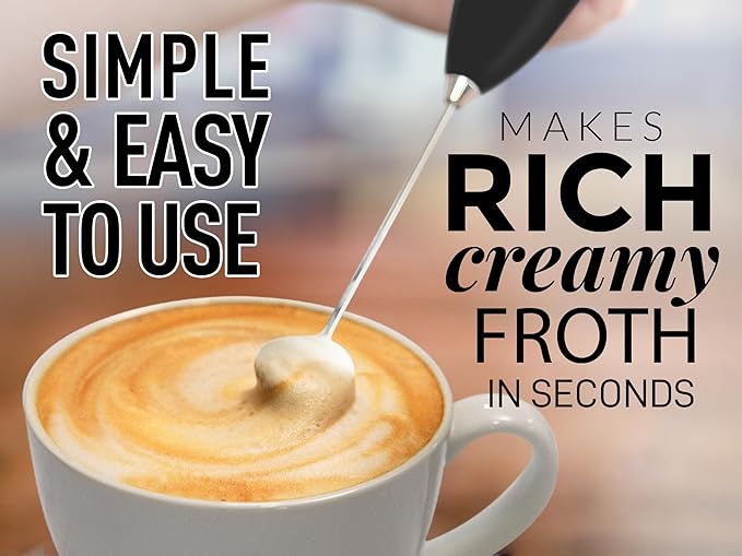 Zulay Kitchen Handheld Milk Frother with Duracell AA Batteries ??Ultra Fast Electric Mixer & Foam Maker, Easy-Clean Drink Mixer for Coffee & More