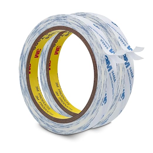 3M Double Sided Tape 0.5"횞32.8Ft 2 Pack 9448A Double Coated Tissue Adhesive Sticky Tape Translucent Removable for Foam Art Craft Nameplate Bonding