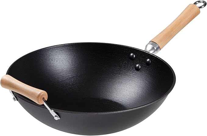 JOYCE CHEN Professional Series 14-Inch Cast Iron Wok with Maple Handle