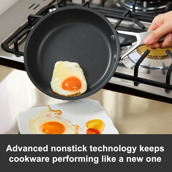 MsMk 7 inch Small Nonstick Frying Pan with Lid, Non stick Egg Omelet Skillet, PFAS & PFOA Free Non-Toxic, Induction Skillet, Oven Safe to 700째F Pan for Cooking, Dishwasher Safe