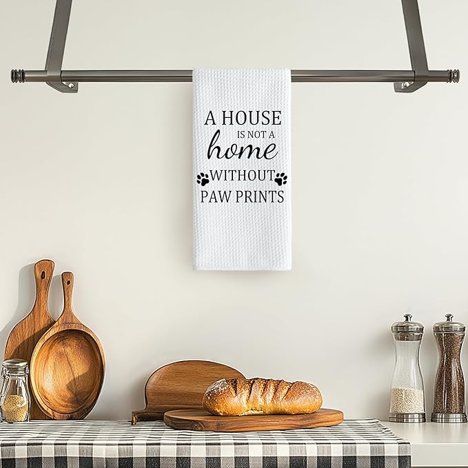 TNUW Dog Themed Gifts Kitchen Towels 16'24', Dogs Mom Gifts for Women, Dog Decorations for The Home, House Warming Gifts New Home, Paw Prints Kitchen Tea Hand Towels,