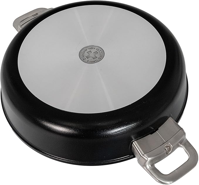 Swiss Diamond Nonstick Hybrid Ceramic and Diamond-Infused Sauteuse Saute Pan With Glass Lid, PFAS- and PFOA-free, Dishwasher & Oven Safe Up To 500 째F (3.7 Quart)