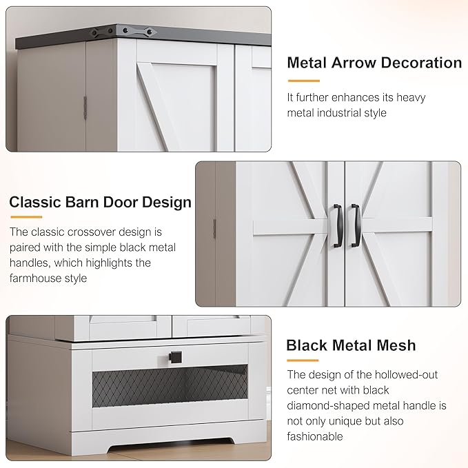47" Kitchen Pantry Storage Cabinet White Tall Storage Cabinet with Doors, Adjustable Shelves, and Drawer Farmhouse Cupboard for Kitchen, Dining Room, Bathroom 16" D x 24" W x 47"