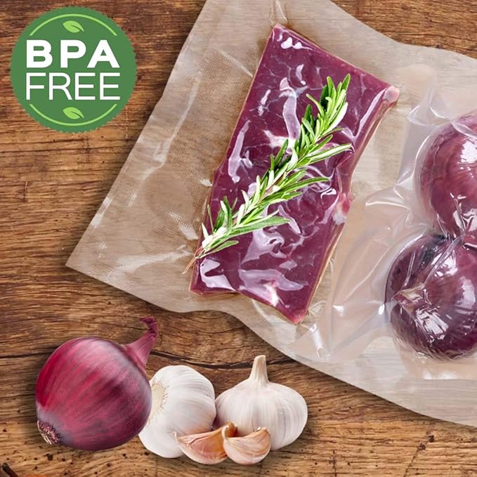 MakMeFre 100 Quart Size 8x12Inch Vacuum Freezer Sealer Bags for Food, BPA Free, Heavy Duty Commercial Grade, Sous Vide Vaccume Safe,Vaccume Seal Pre-Cut Bag