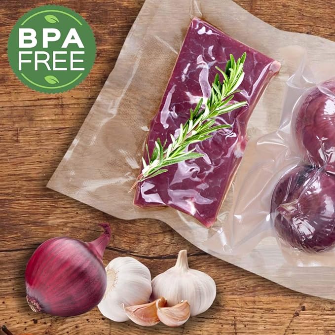 MakMeFre 100 Pint Size 6x10Inch Vacuum Freezer Sealer Bags for Food, BPA Free, Heavy Duty Commercial Grade, Sous Vide Vaccume Safe,Vaccume Seal Pre-Cut Bag