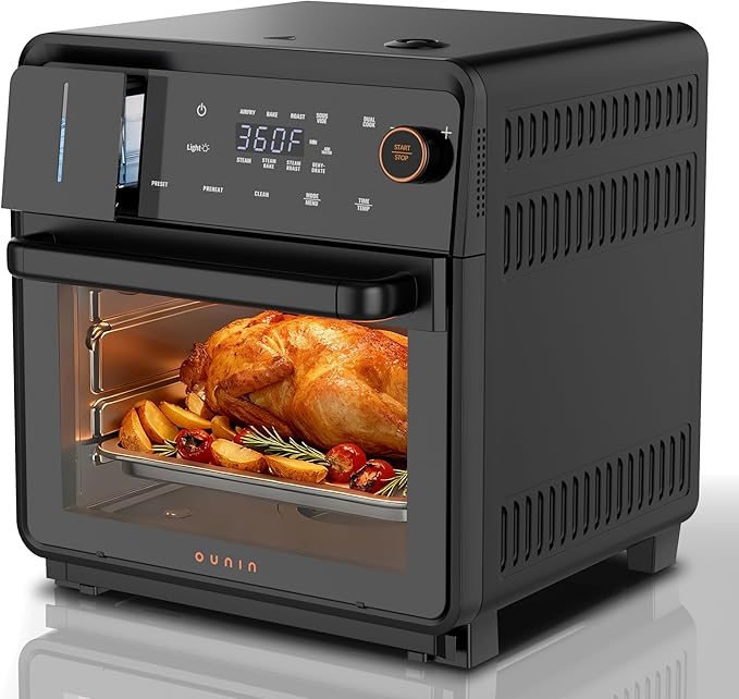OUNIN Air Fryer Toaster Oven Combo ??11-in-1 Countertop Convection Steam Oven with Air Fryer, Steam, Dual Cook, Bake, Roast, Dehydrate, 90??30°F, Self-Cleaning, 16qt Capacity