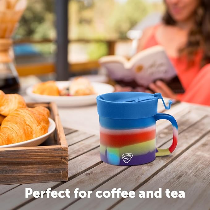 Silipint 16oz Silicone Coffee Mug Tumbler with Flip Lid ??Unbreakable Dishwasher Safe Microwave Oven & Freezer Compatible ??Non-Toxic Reusable Cup for Coffee Tea or Cold Drinks, Drippy - Pack of 2