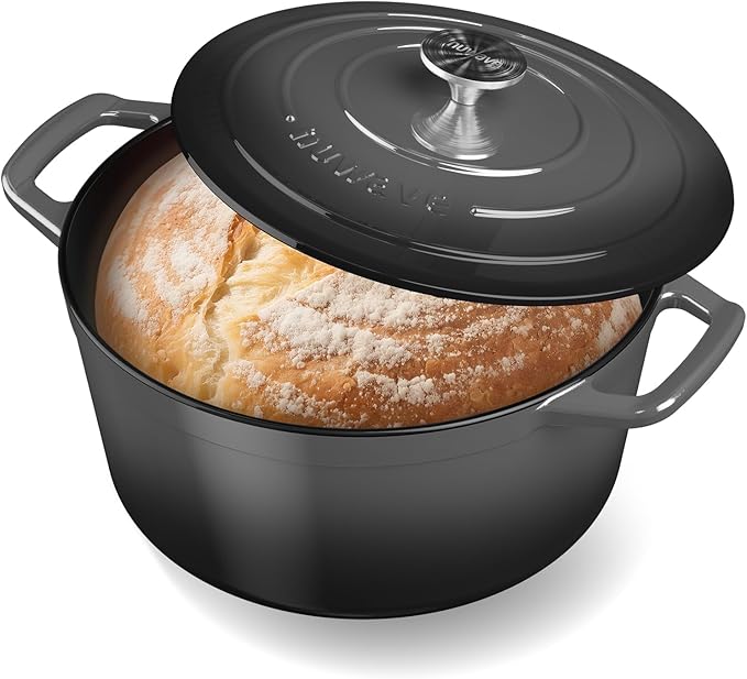 Nuwave 6QT Healthy Enameled Cast Iron Dutch Oven Pot with Lid, Heavy Duty 7-Layer Enamel, Enhanced Rust Protection, Dual Handles, Oven Safe to 500째F for Sourdough Bread Baking, Braise, Stew, Roast