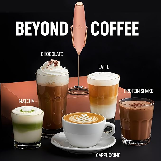 Zulay Kitchen Executive Series Luxury Gift Milk Frother with 4 Duracell Batteries ??Handheld Electric Foam Maker for Coffee, Lattes & Hot Chocolate ??Deluxe Finish, Ultimate Gift for Coffee Lovers
