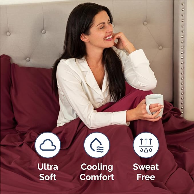 King 6 Piece Sheet Set - Cooling & Breathable Bed Sheets - Hotel Luxury Bed Sheets for Women, Men, Kids & Teens - Comfy Bedding w/Deep Pockets & Easy Fit - Soft & Wrinkle Free - King Burgundy Sheets
