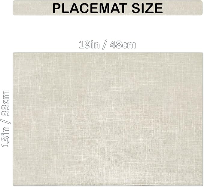 HOMEYNICE Placemat Set-Washable Place Mats for Parties, Elegant Table Mats for Kitchen Table, Set of 4 Dining Table Placemats, Heat-Resistant Cloth Placemats for Indoor and Outdoor,13x19-Light Beige
