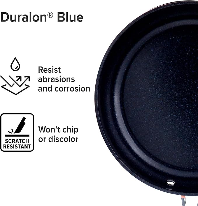 Nuwave 3-Piece Fry Pan Set, 8?? 10?? 12??Forged Lightweight, G10 Healthy Duralon Blue Ceramic Ultra Non-Stick, Induction-Ready & Works on All Cooktops, Ergonomic Stay-Cool Handles