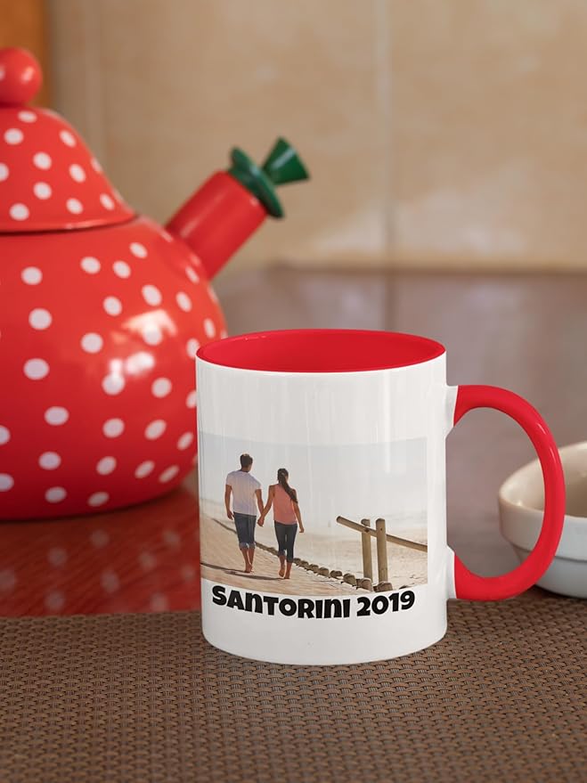 Personalized Coffee Mug | Custom Photo, Text, or Logo Cup (11oz, Red Rim, Inner, and Handle) |Dishwasher & Microwave Safe |Unique Gift for Men & Women ?밫aza Personalizada
