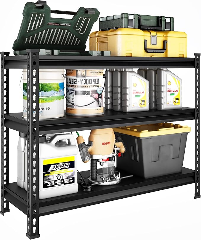 3-Tier Garage Shelving Heavy Duty,40?쓂 x 18?쒭 x 36?쒱 Metal Shelving Unit竊?320 lbs Weight Capacity Adjustable Storage Shelves for Retiple Tanks, Aquariums, Pantry, Garage竊똁lack